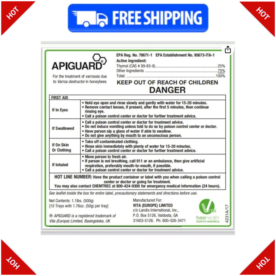 Apiguard ONE Box of Ten 50g Trays – Treatment for Bees