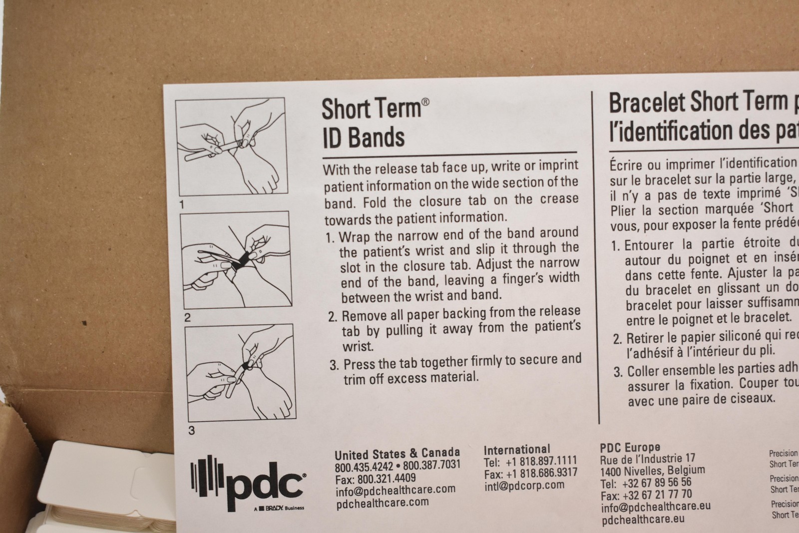 PDC Short Term ID Bands Medical Patient Wristbands Red White Box W-0600-45-13