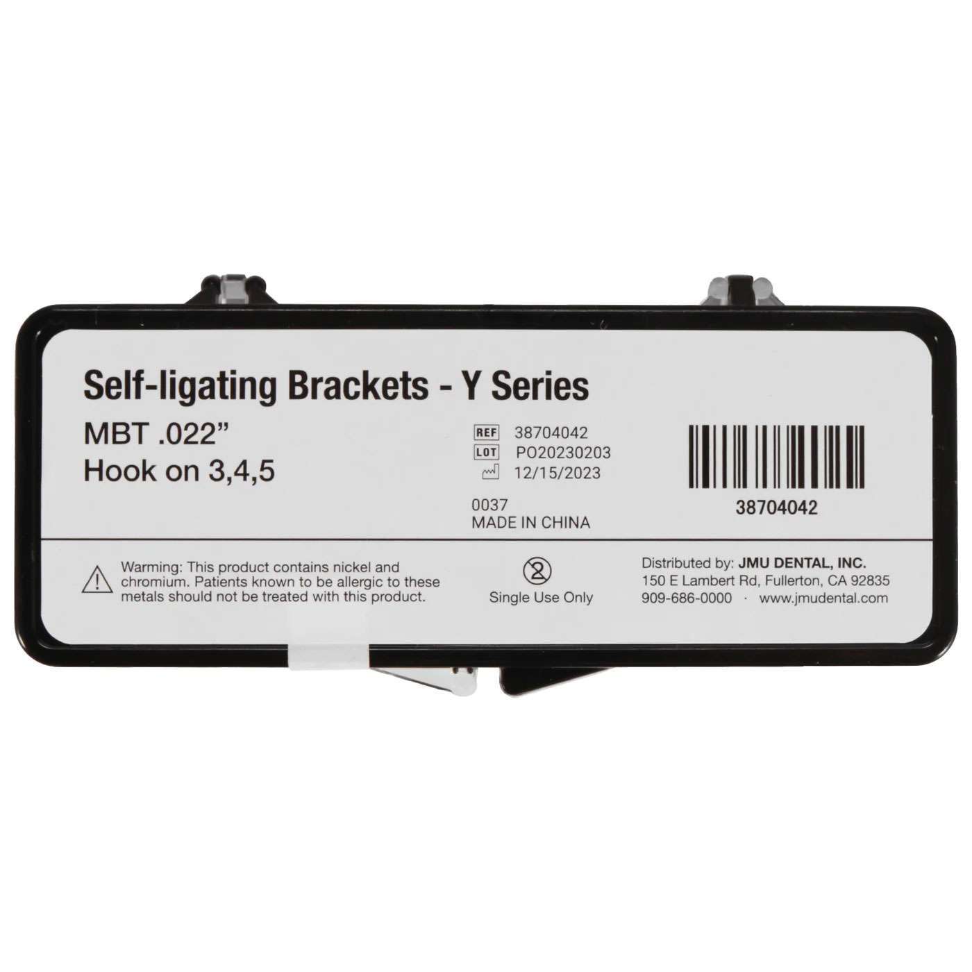 JMU Self-Ligating MBT Brackets, Y Series (5G), 0.022″, 20/Pk