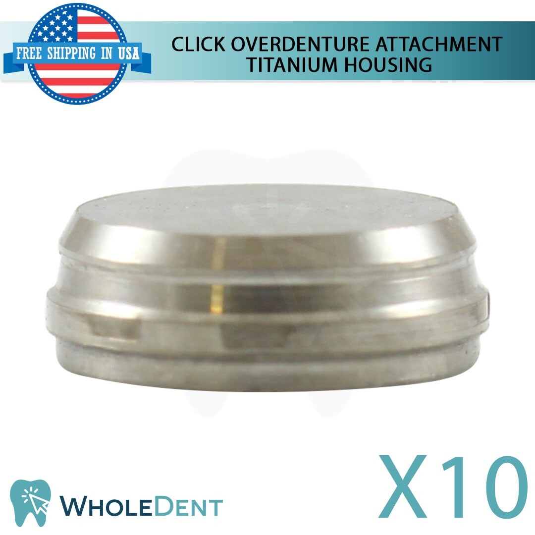 10x Metal Housing Cap Click Overdenture Attachment Abutment Dental