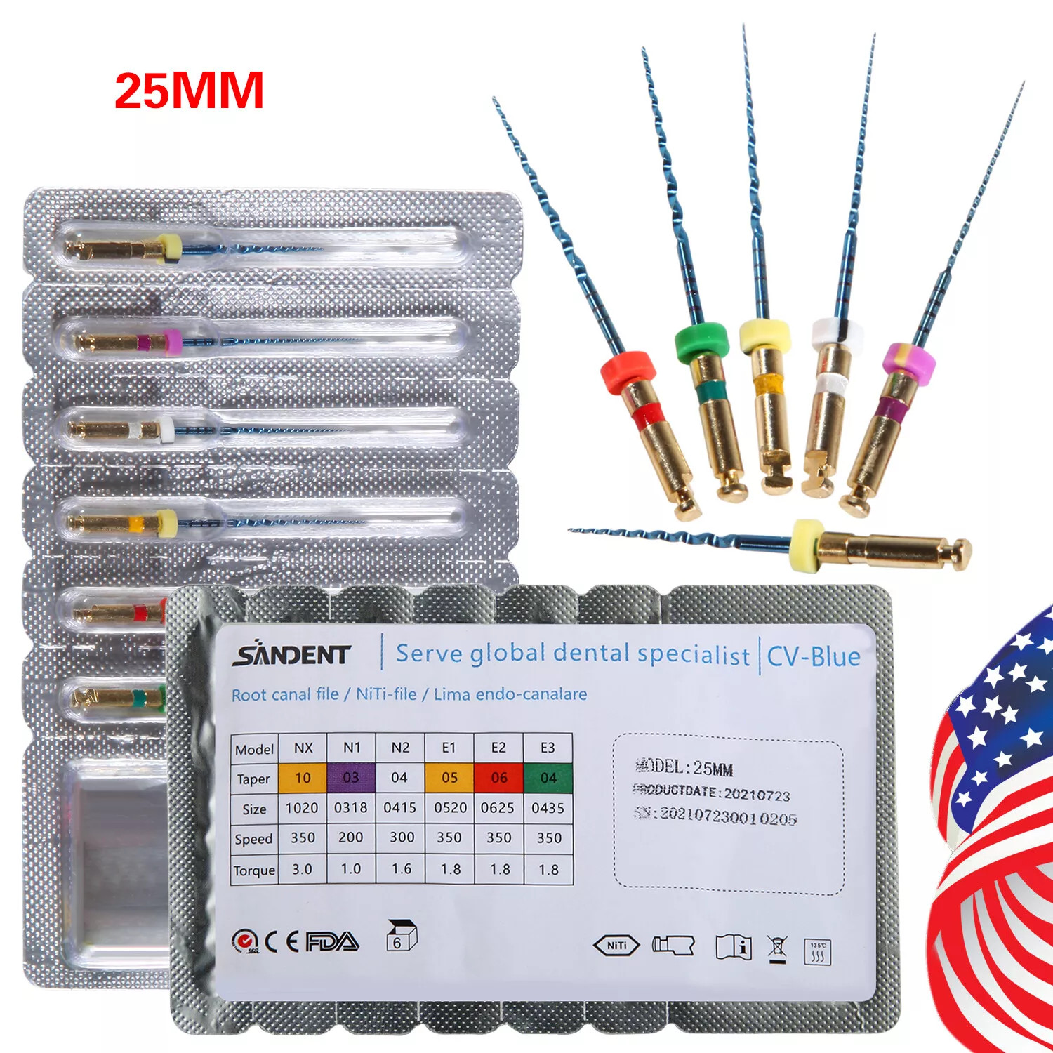 6pcs limas endodónticas de motor rotatorio Super NiTi dental 25mm USA FDA