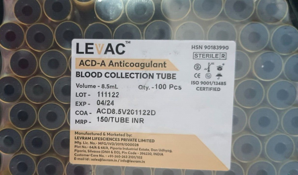 Branded ACD Solution A 8.5 mL PPT PRF PRP Tubes