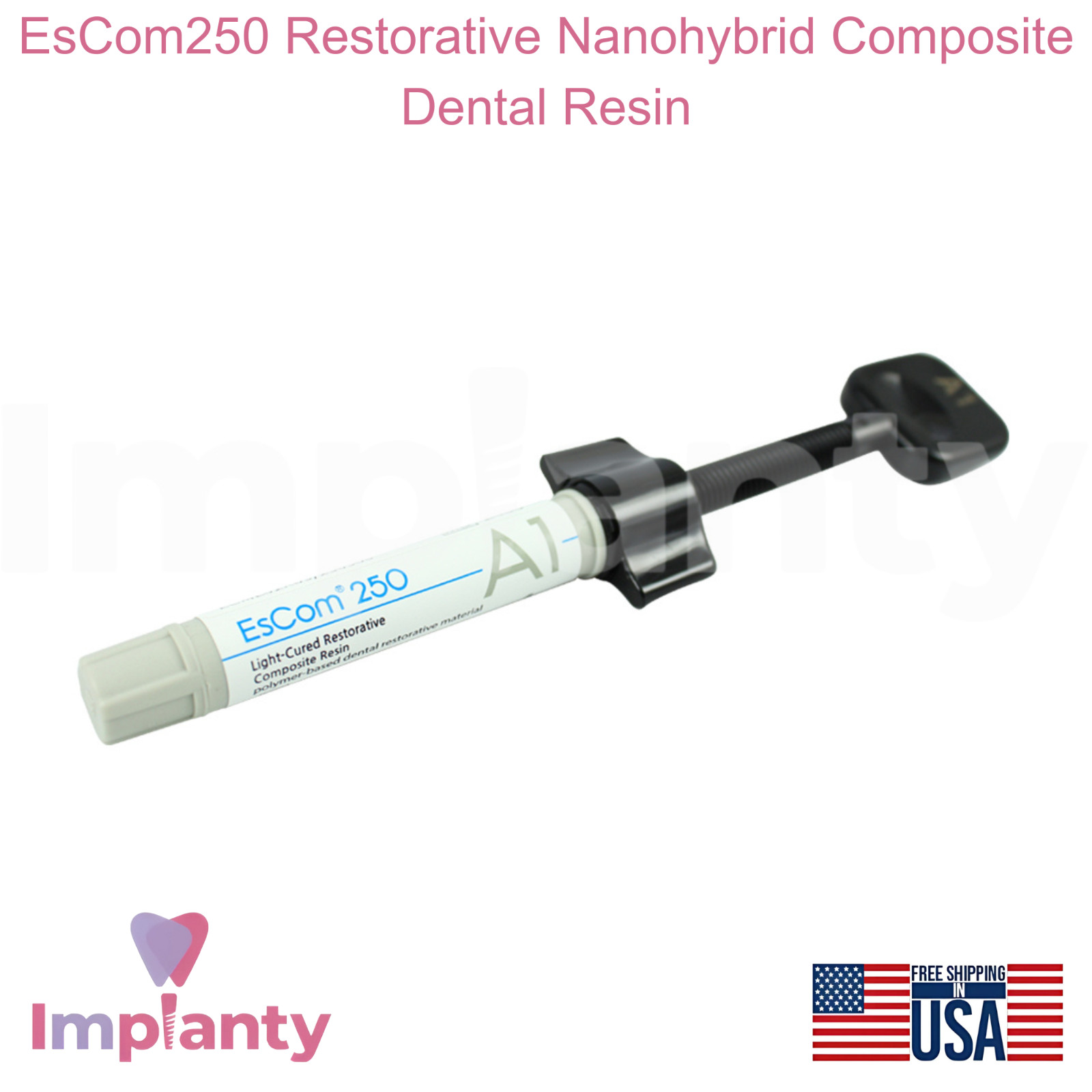 Dental EsCom250 Restorative Nan0hybrid Composite Resin Light Cure High Strength