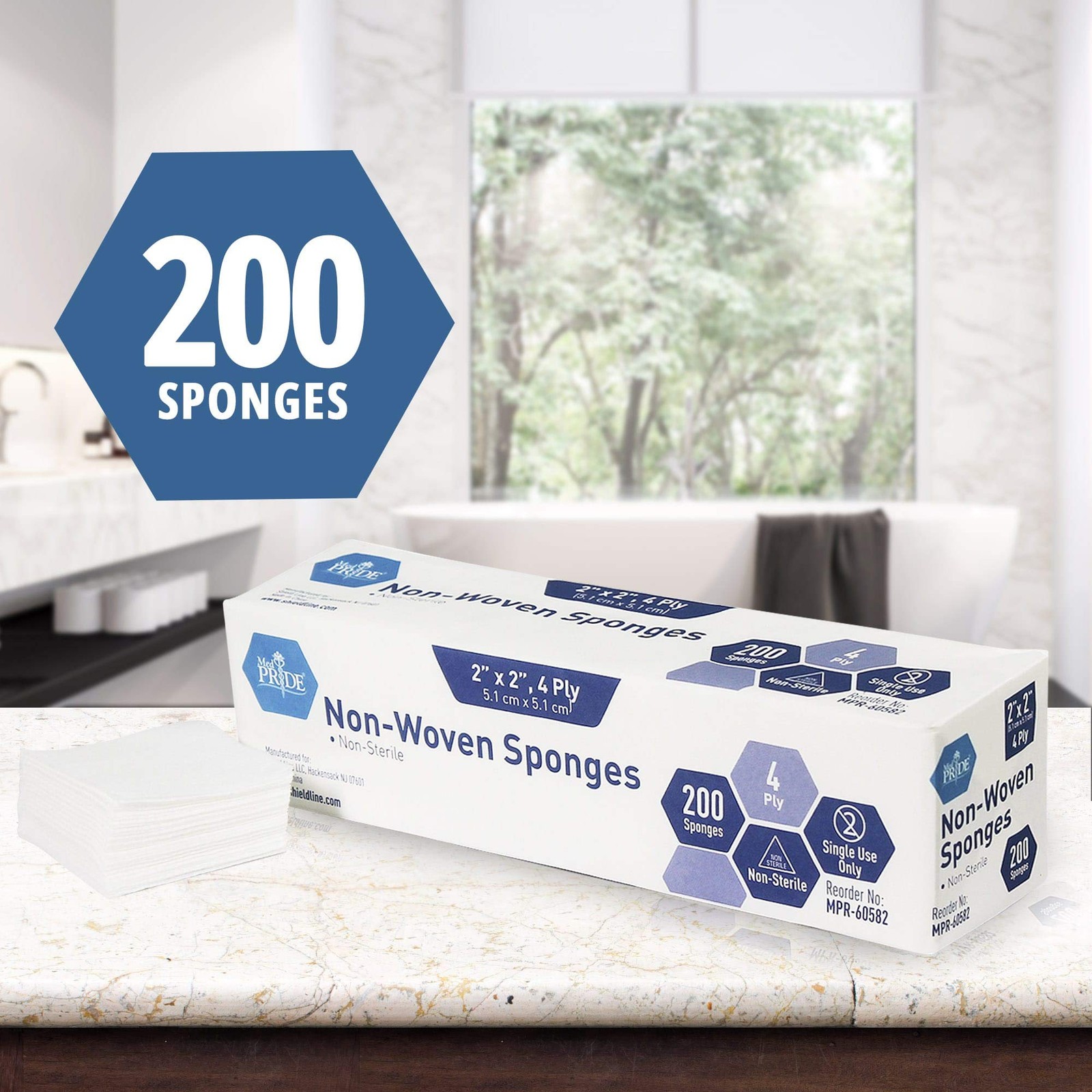 Medpride Surgical Sponges 2” x 200 Pack – Gauze 2×2 Inch (Pack of 200)