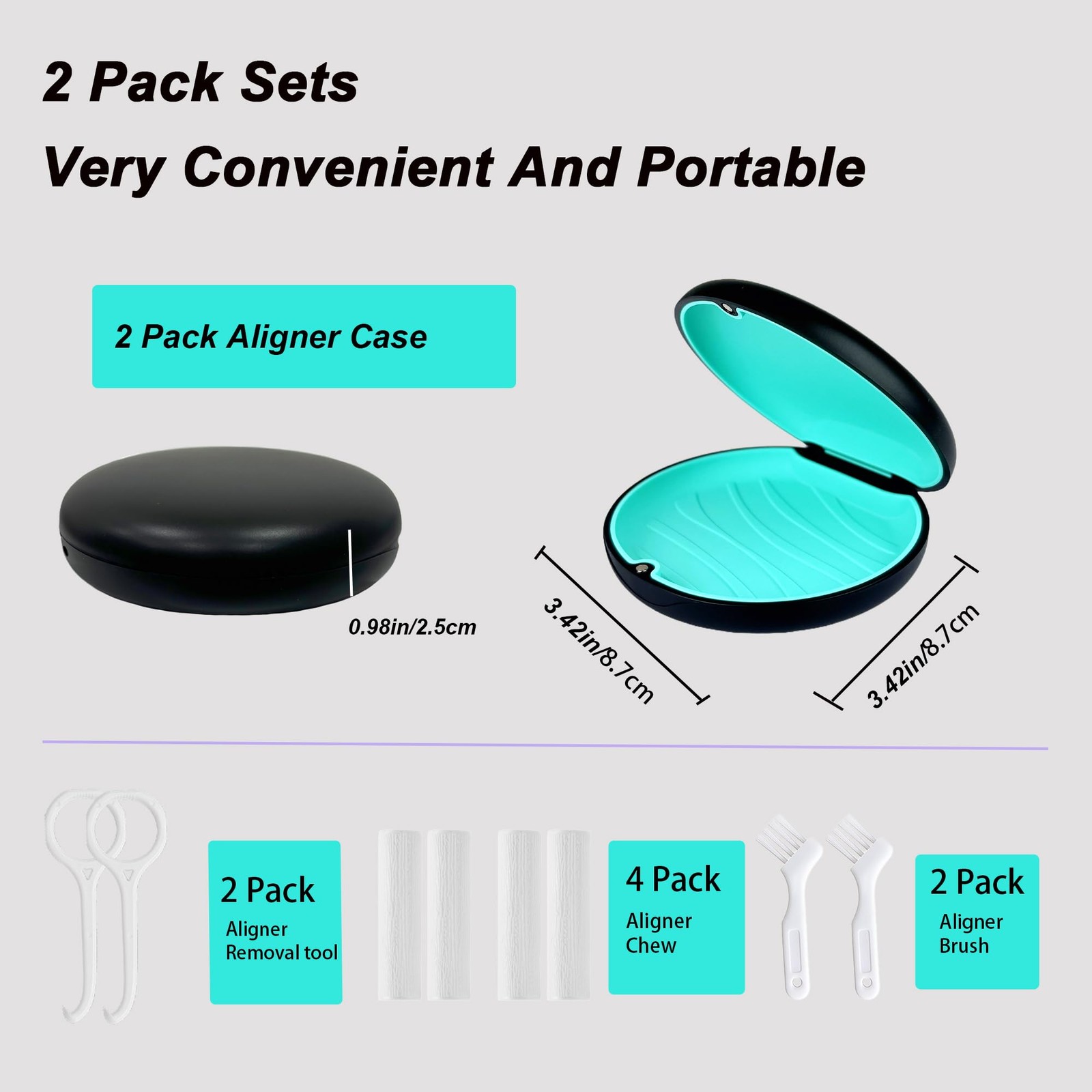 ACSKD 2 Pack Retainer Case Compatible with Black(Blue+Cyan Silicone)