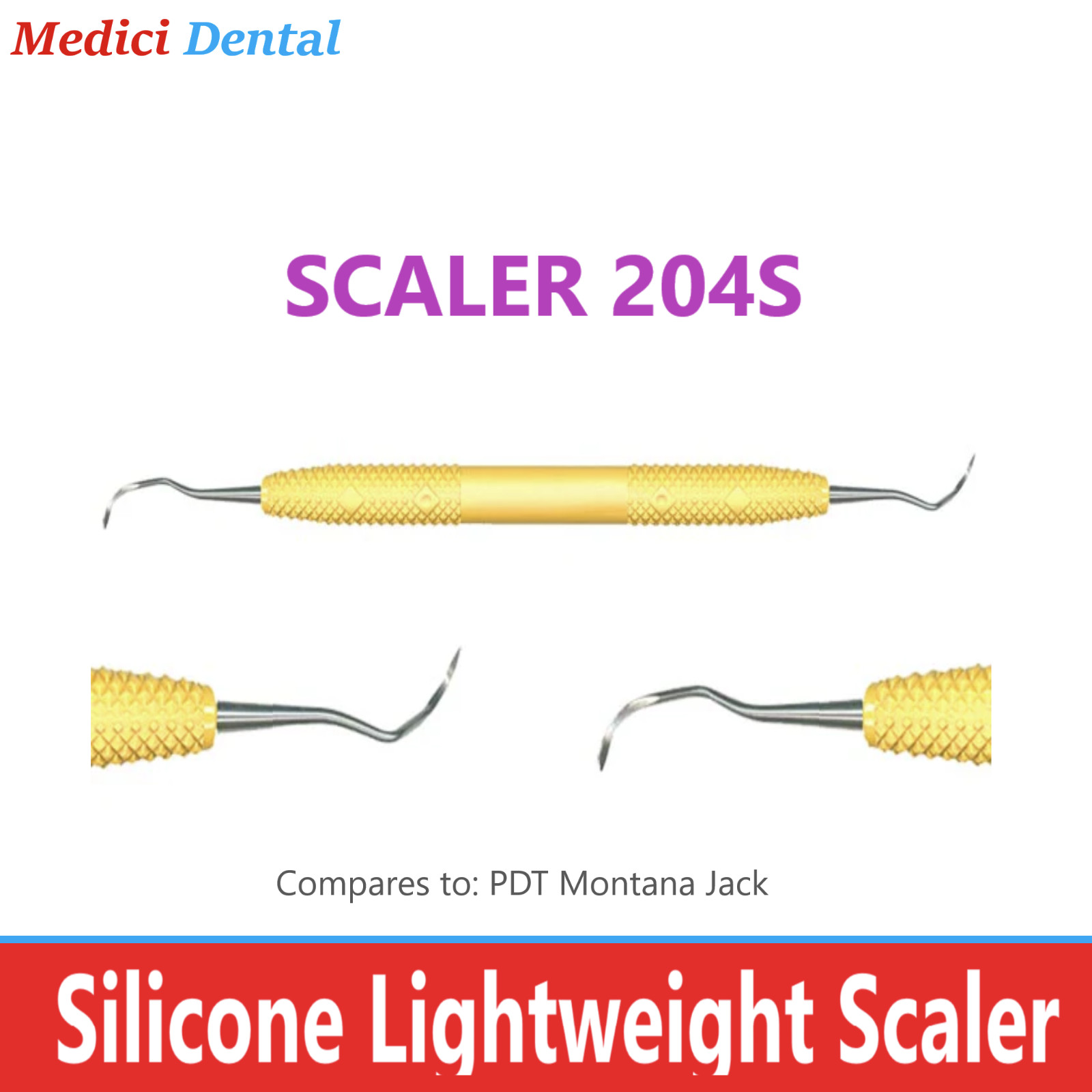 Dental Scaler 204S Universal Sickle Scalers, Currette, Sterilzable, Light Yellow