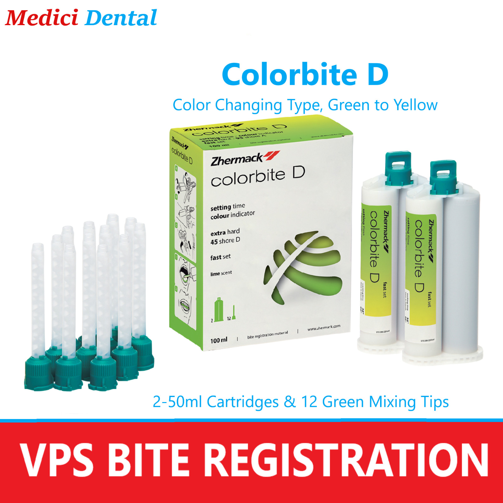 Dental VPS BITE REGISTRATION ColorBite D, Color Changing Type, Green to Yellow