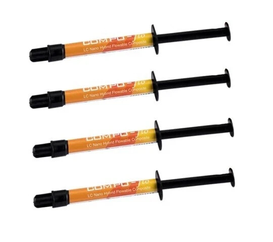 3 x D Tech Dental COMPO FLO LC Nano Hybrid Flowable Composite 4 x 2gm Kit