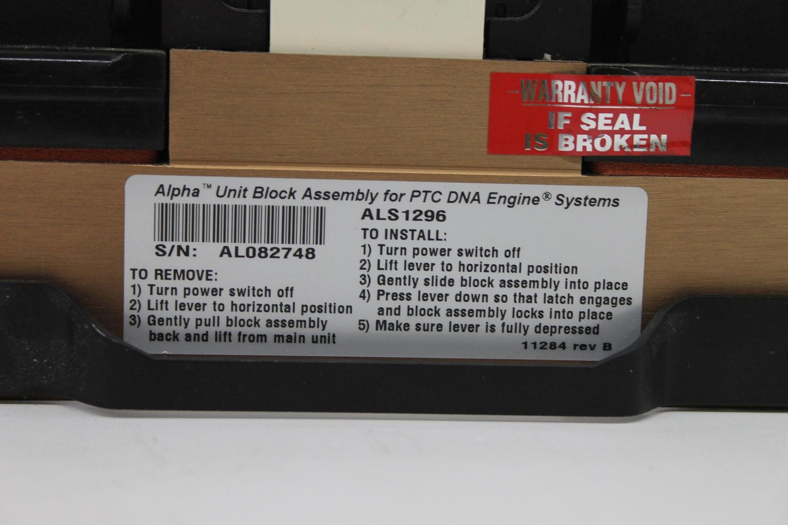 Bio-Rad ALS1296 Alpha Unit Block Assembly for PTC DNA Engine Systems