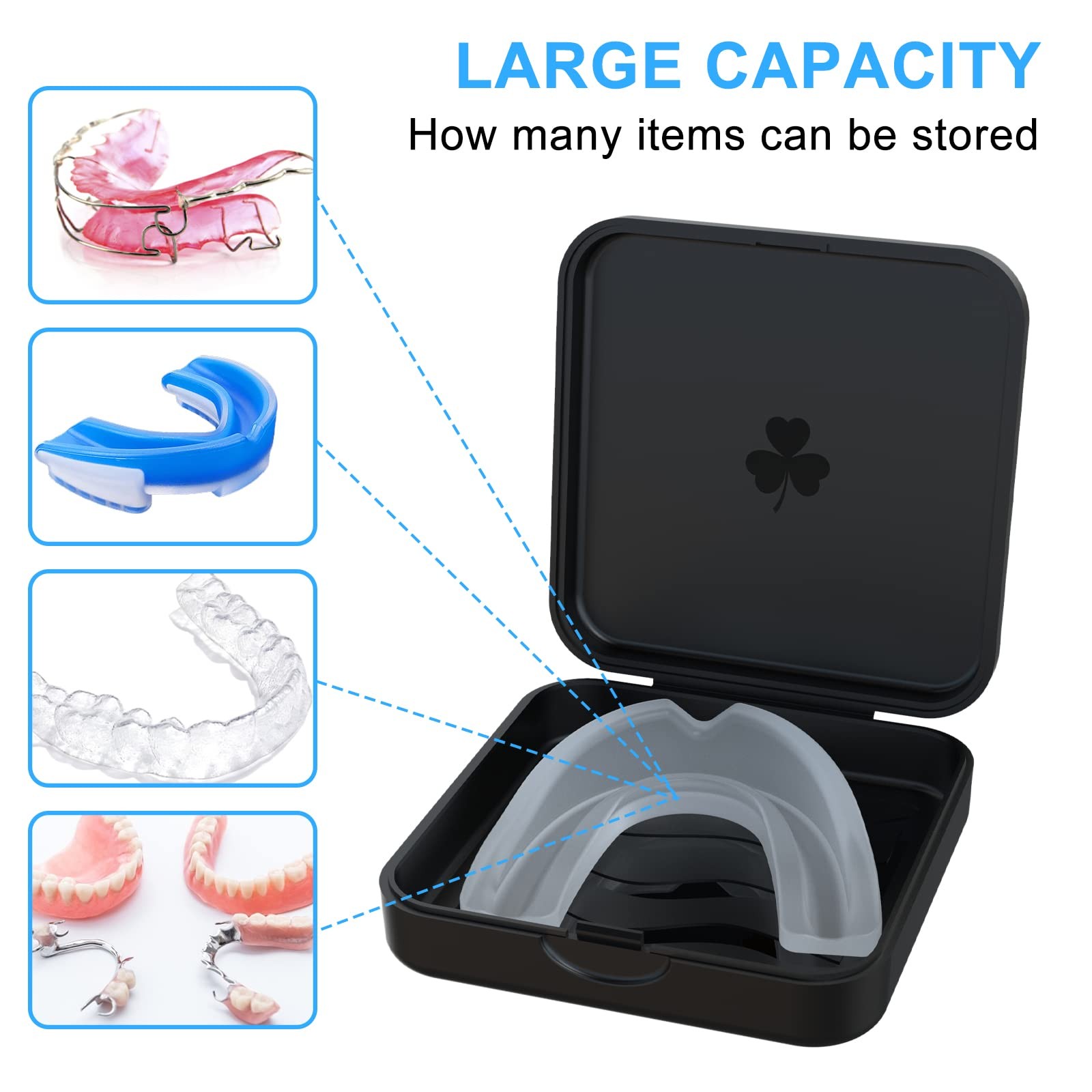 ZIZNBA Aligner and Retainer Cases,(2 Pcs) Denture Case, Durable Black