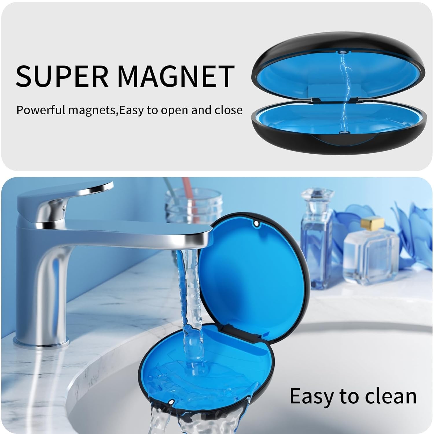 2 Pack Slim Retainer Cases – Black Aligner Box w/ Removal Tool & Brush, Invisa