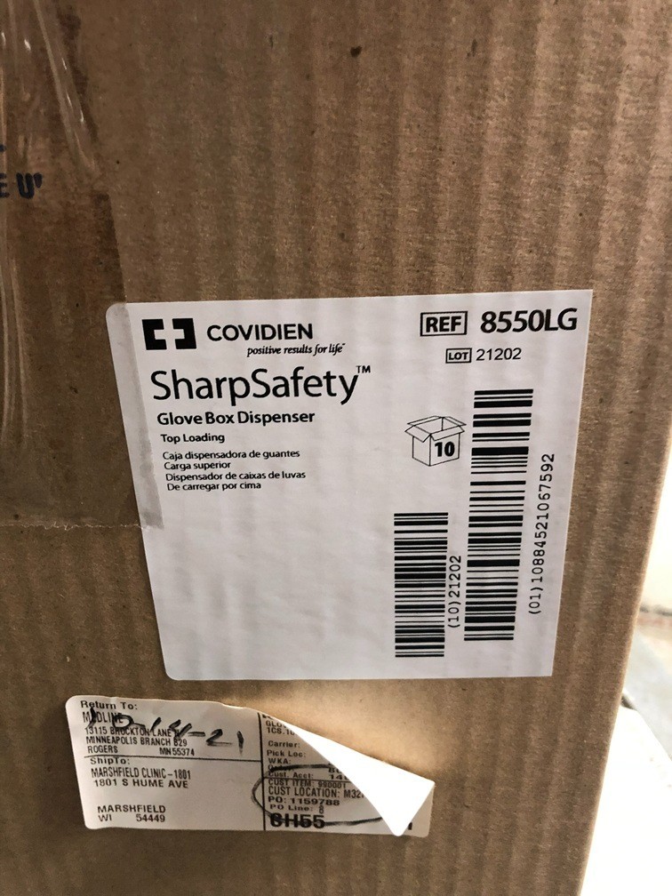 Covidien 8550LG SharpSafety Glove Box Dispenser Top Loading Box of 10x Dispenser