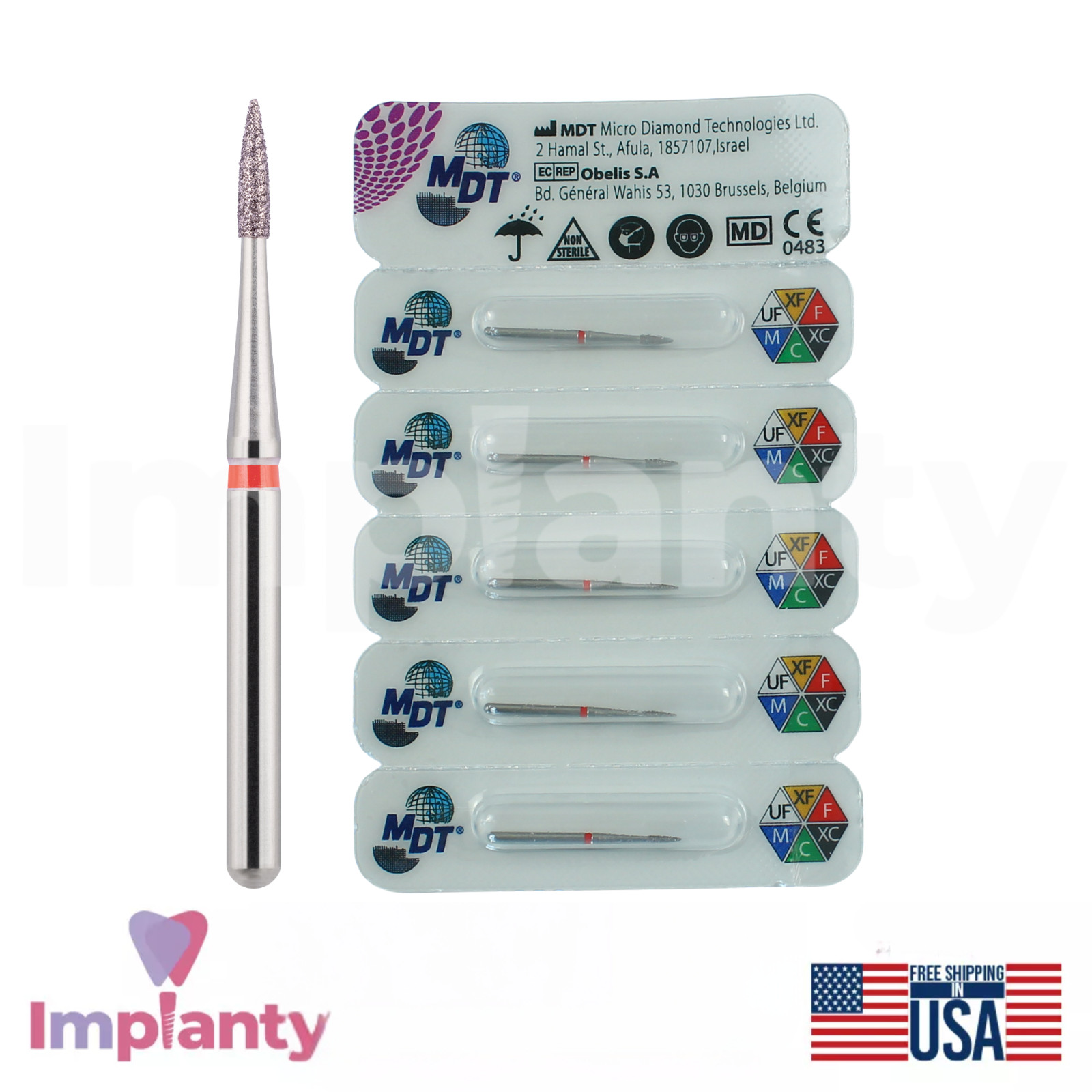MDT Dental Short Flame Needle Head FG Diamond Burs 540 Shaping Contouring