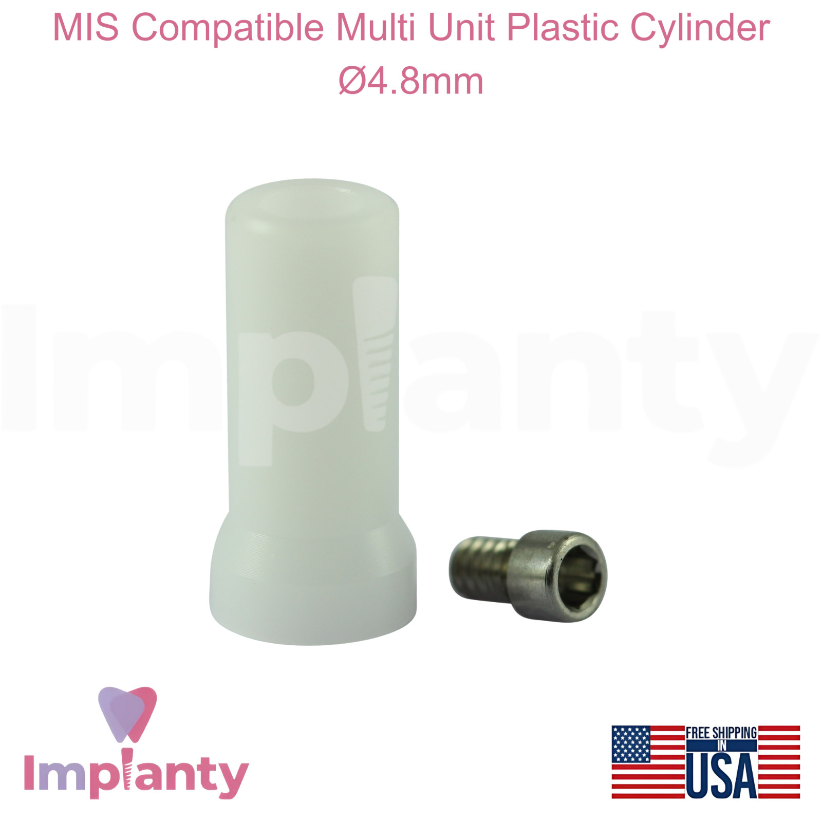 MIS Compatible Ø4.8mm Multi Unit Platform Plastic Cylinder 10mm Length