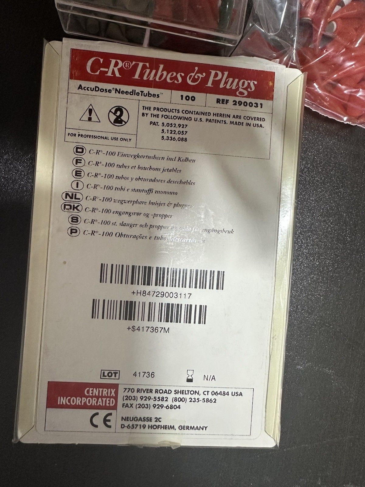 C-R Tubes & Plugs AccuDose NeedleTubes