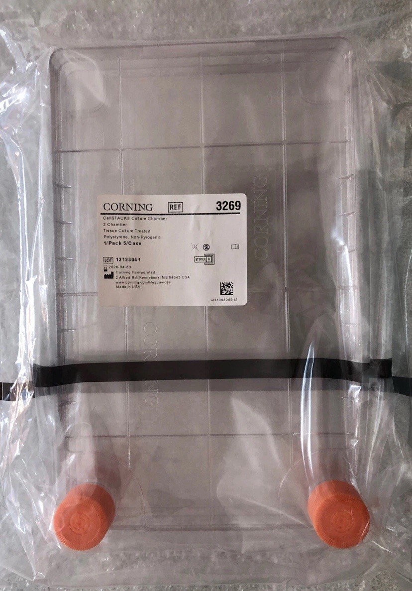 CORNING 3269 CellSTACK – 2 Chamber w/ Vent Caps SET OF 2, Sterile, Unexpired