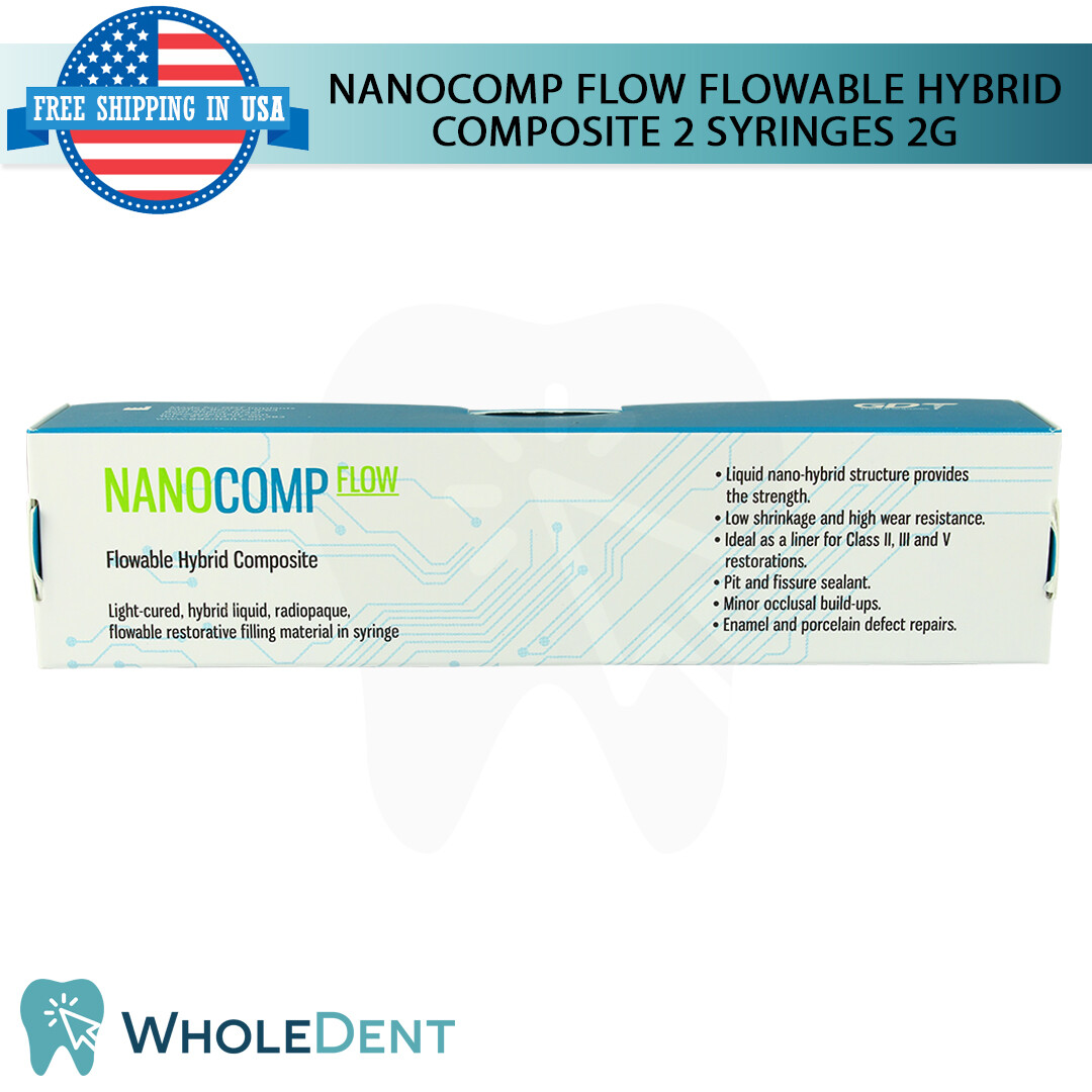 NanoComp Flow Hybrid Composite Dental Filling Syringes Restoration Shades