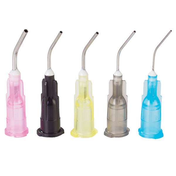 Plasdent 20 ga Pre-Bent Luer Lock Dispensing Tips, Yellow 100/Bag