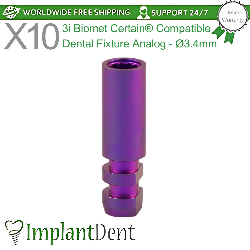 10x Dental Fixture Analog Ø3.4mm 3i Biomet Certain® Compatible Dentistry Tool