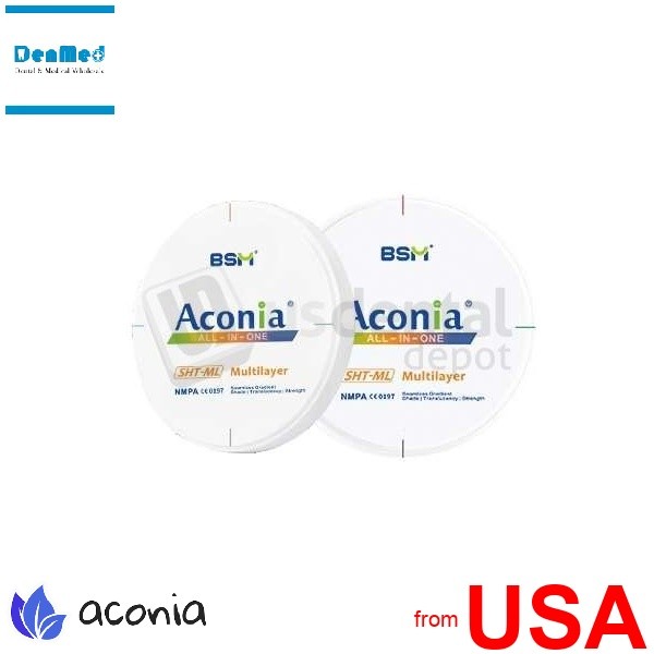 ACONIA – SHTML Zirconia Discs 98.5mm x 14mm A4 – 3D Multilayer – # 60006 476125