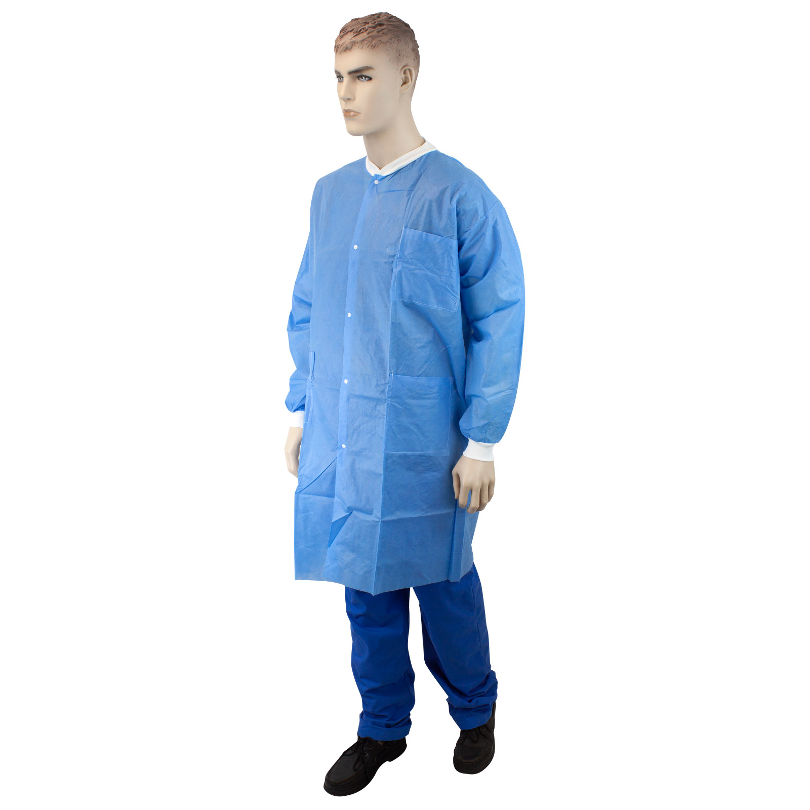 Large Dental/ Medical Disposable Lab Coats Knee Length 10 pcs Blue Alpine