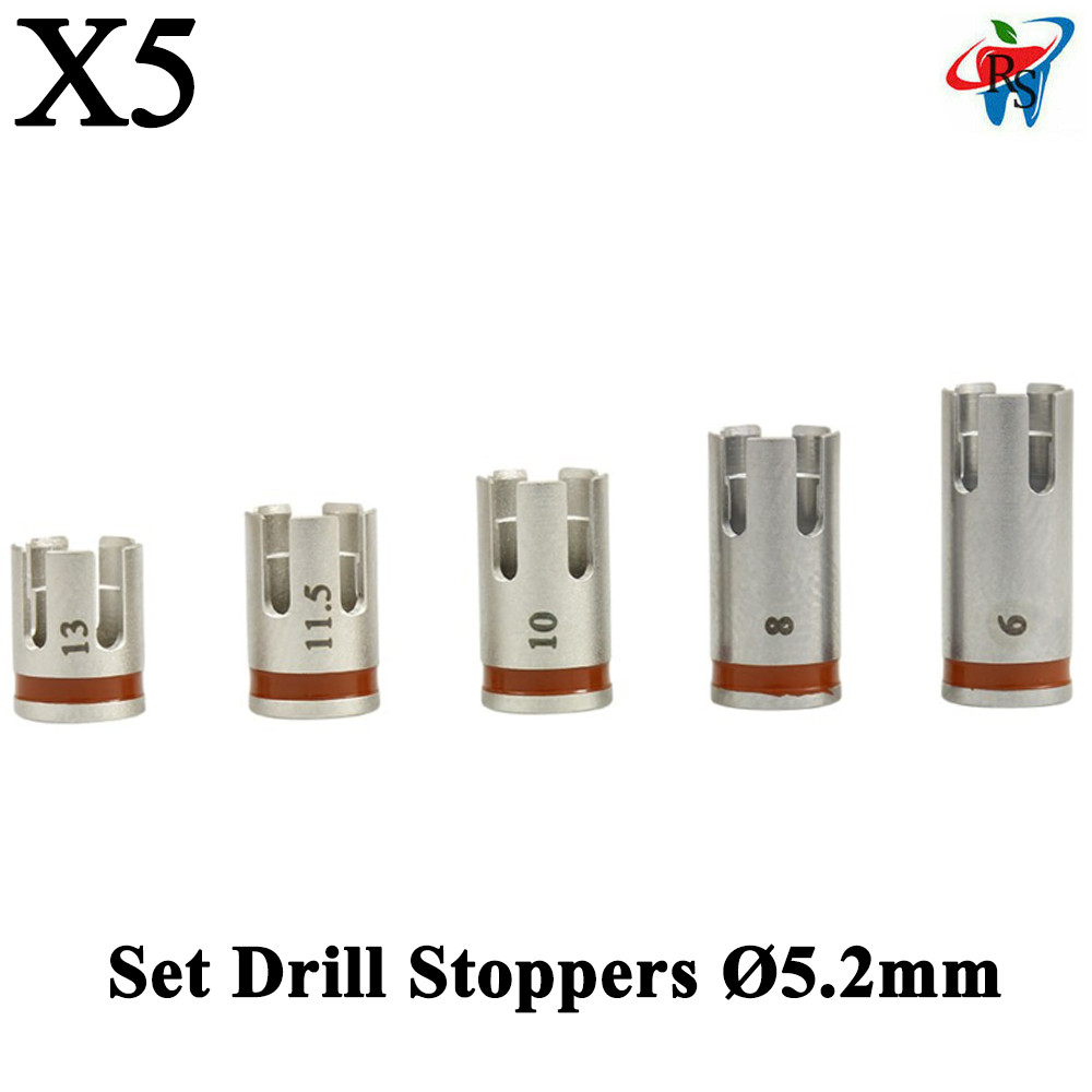 5pcs Dental Drill Stoppers Ø5.2mm Surg ical Tools Burs Set