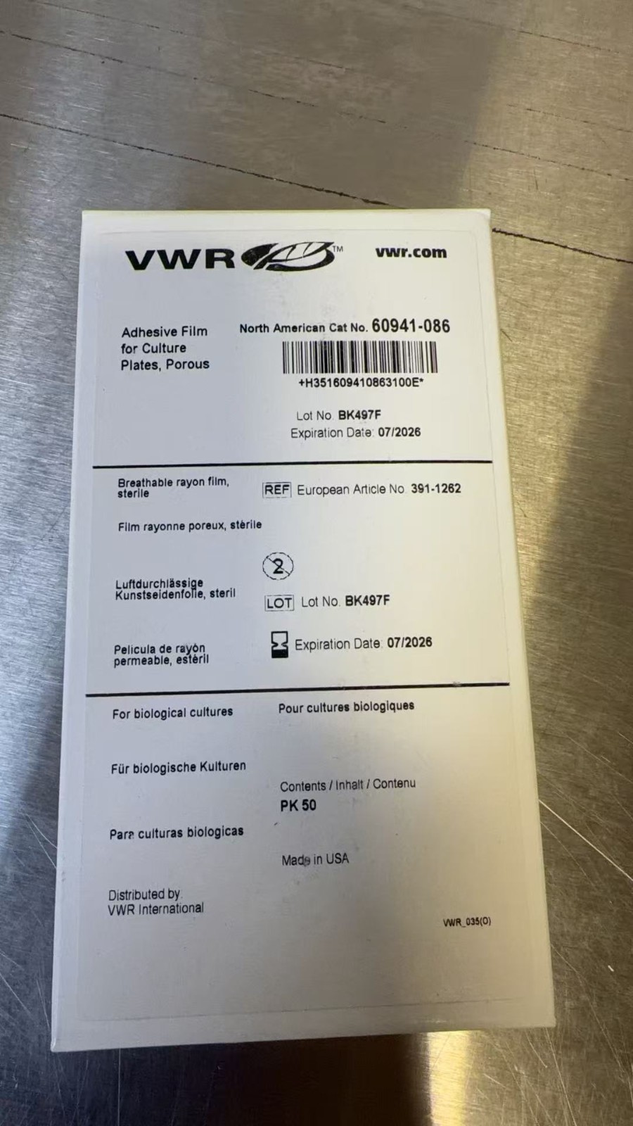 VWR Rayon Adhesive Film For Culture Plates, 50/pk, 60941-086