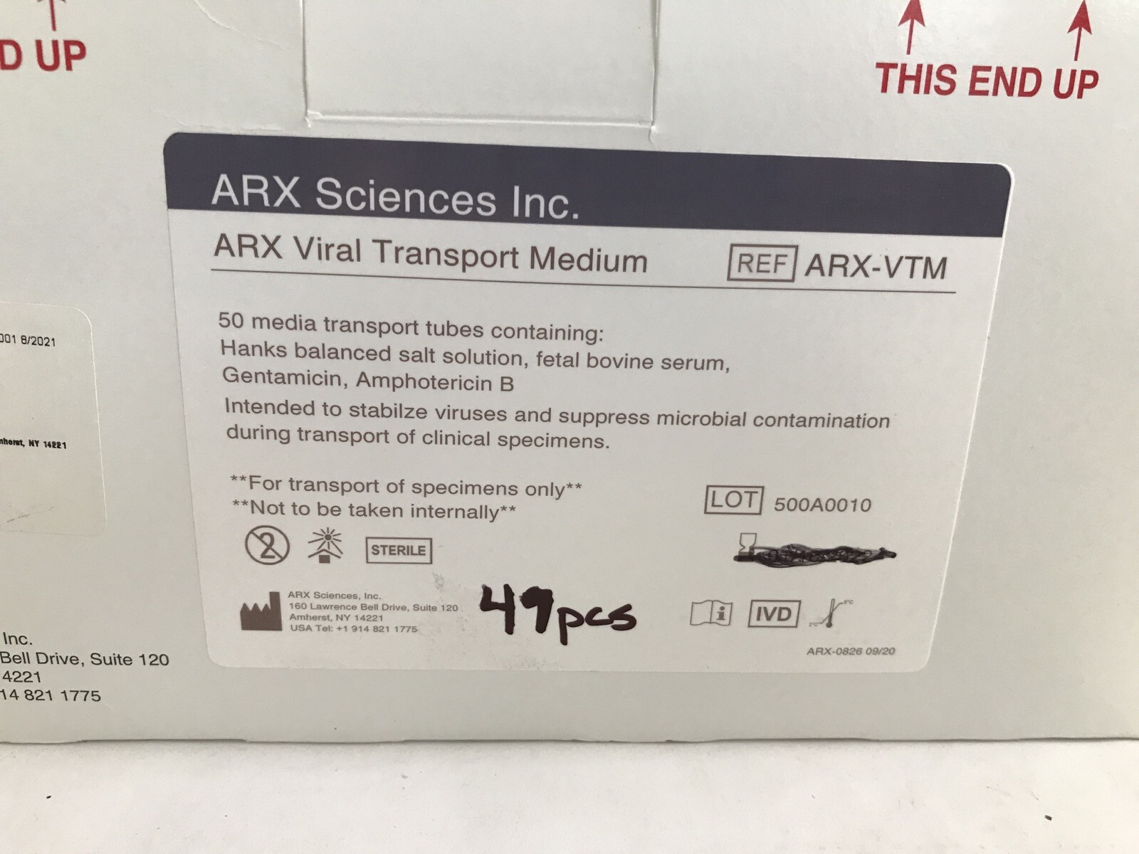 (47) ARX 15mL Graduated Viral Transport Medium VTM Tubes ARX-VTM