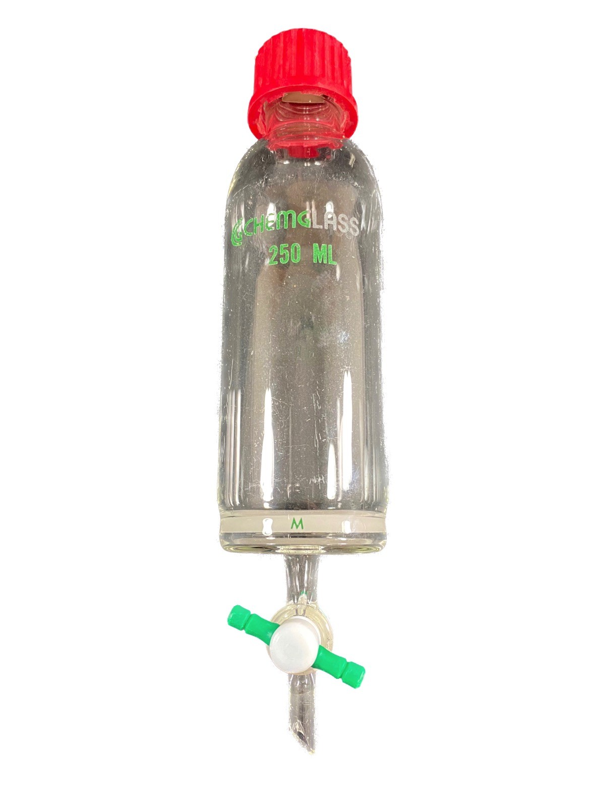 CHEMGLASS Glass 250mL GL-32 Medium Frit Solid Phase Peptide Synthesis Vessel