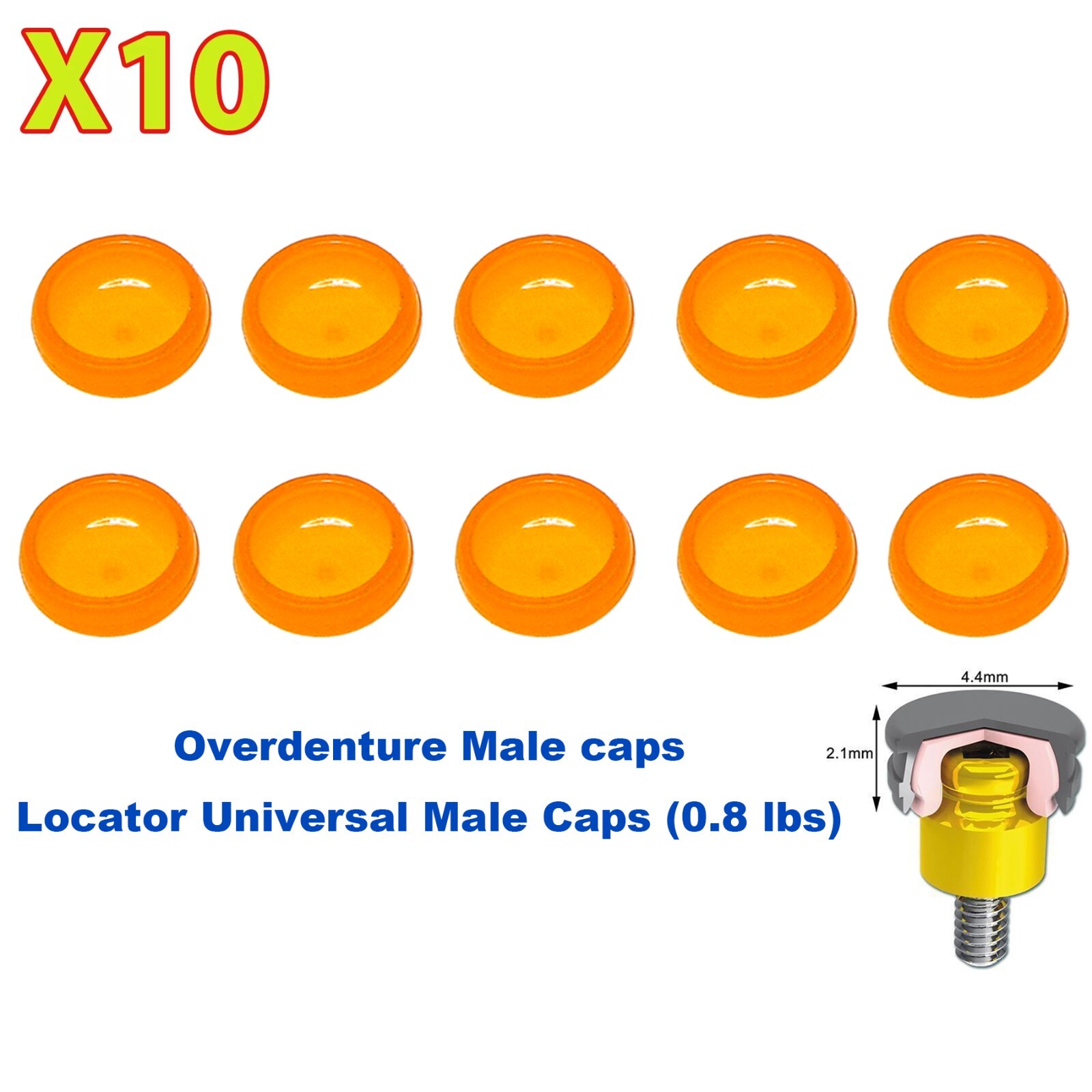 10Pcs Dental Locator Overdenture Abutments Retention Caps For Implant Inserts