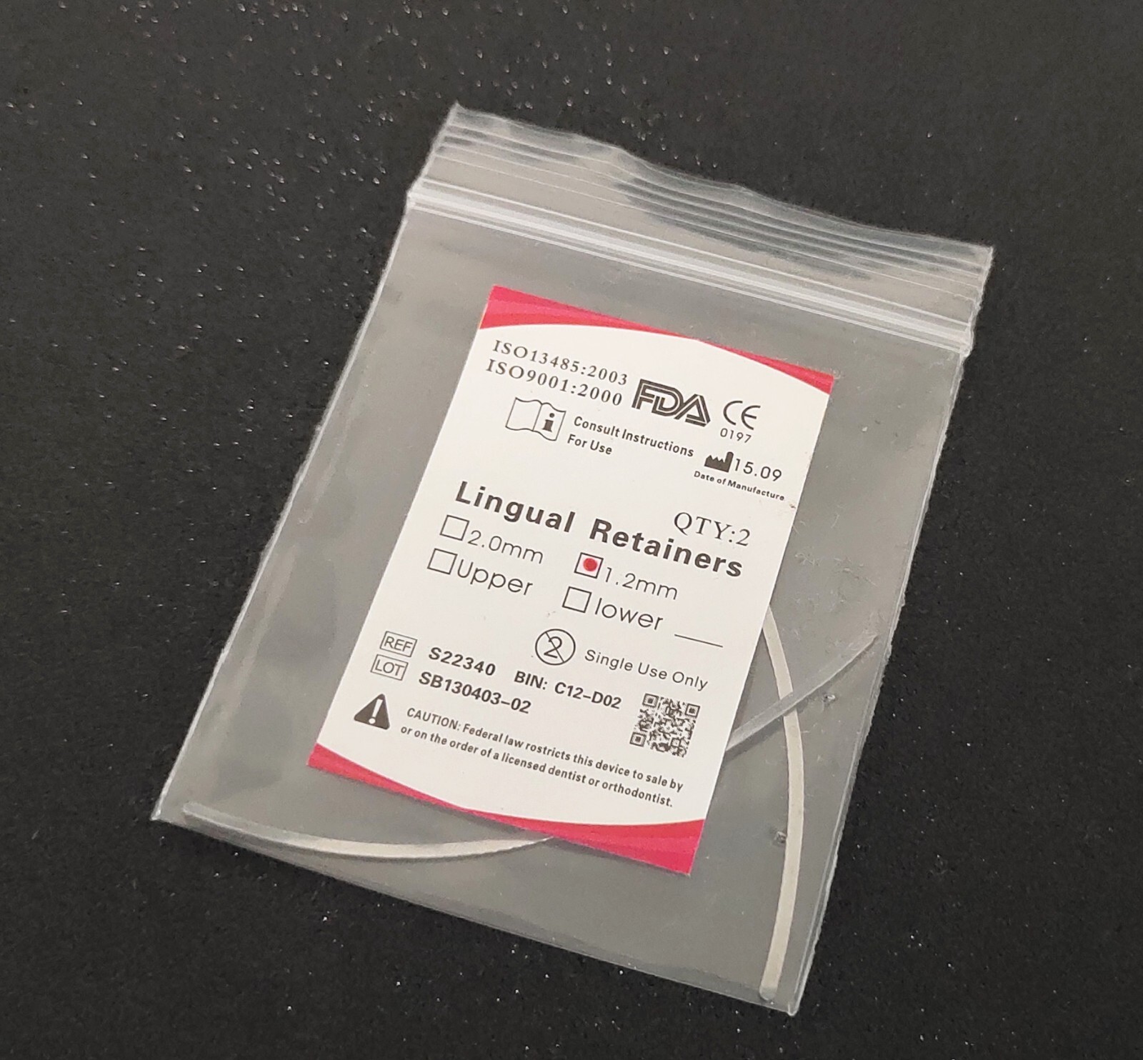 Dental Orthodontics 1.2mm Lingual Retainer 2Pcs/bag Universal Mesh Base