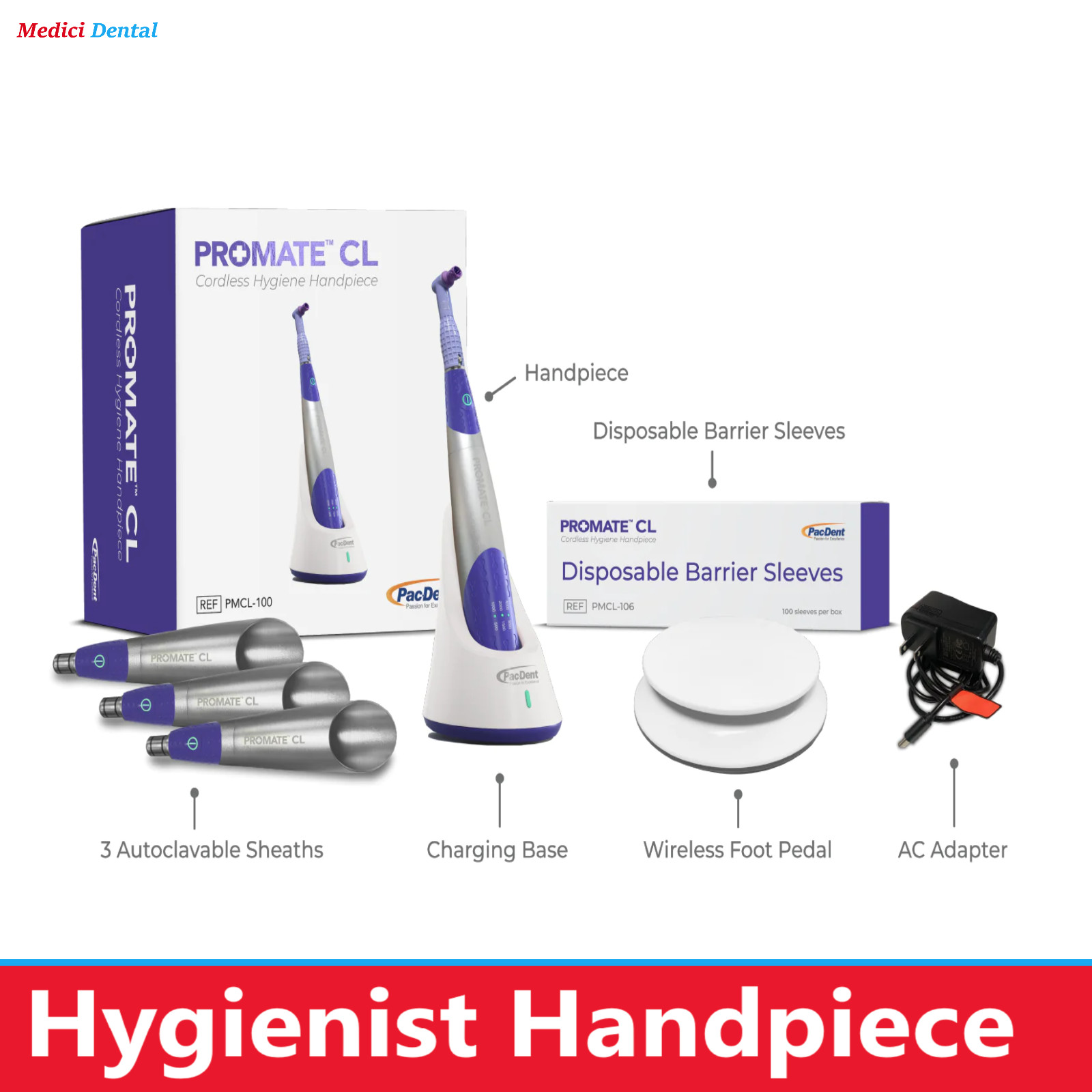 DENTAL HYGIENE PROPHY PROMATE CL CORDLESS HANDPIECE KIT PacDent PMCL-100 USA