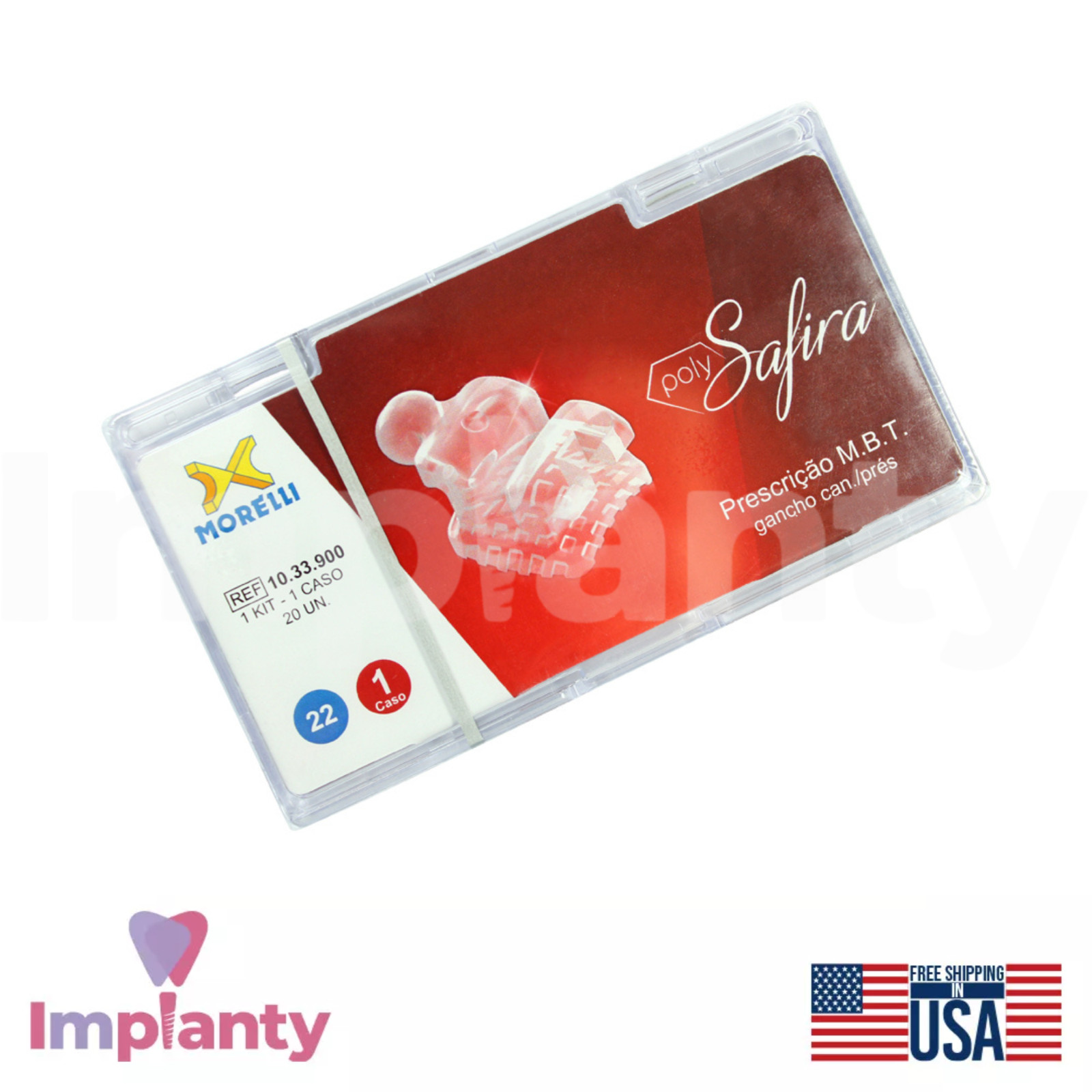 Morelli P0Iy-Safira MBT Dental Brackets Kit Alumina Transparent Ceramic 20pcs