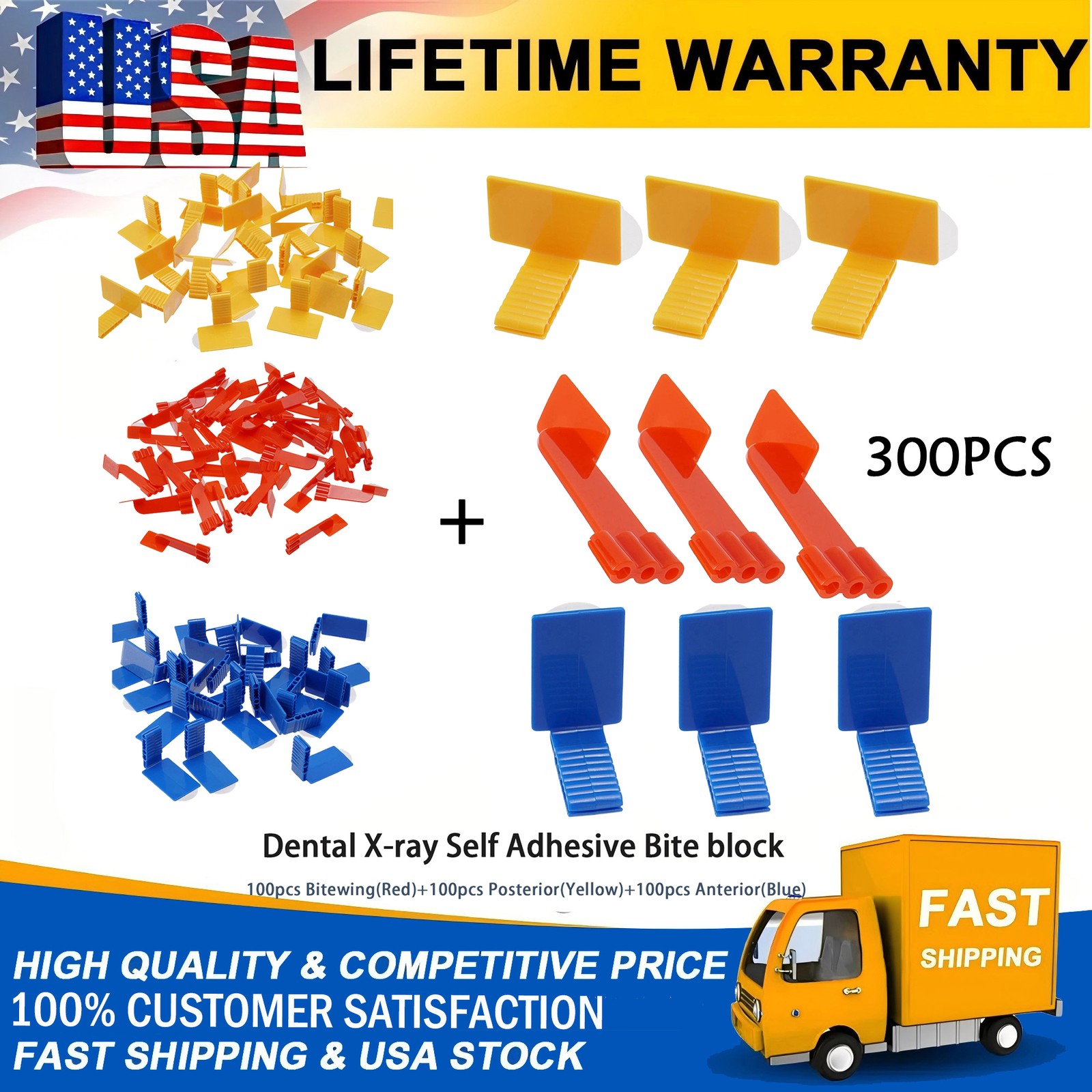 300 pcs kit Dental Adhesive Bite block Dental Sensor Holder fits XCP Ring Arm US