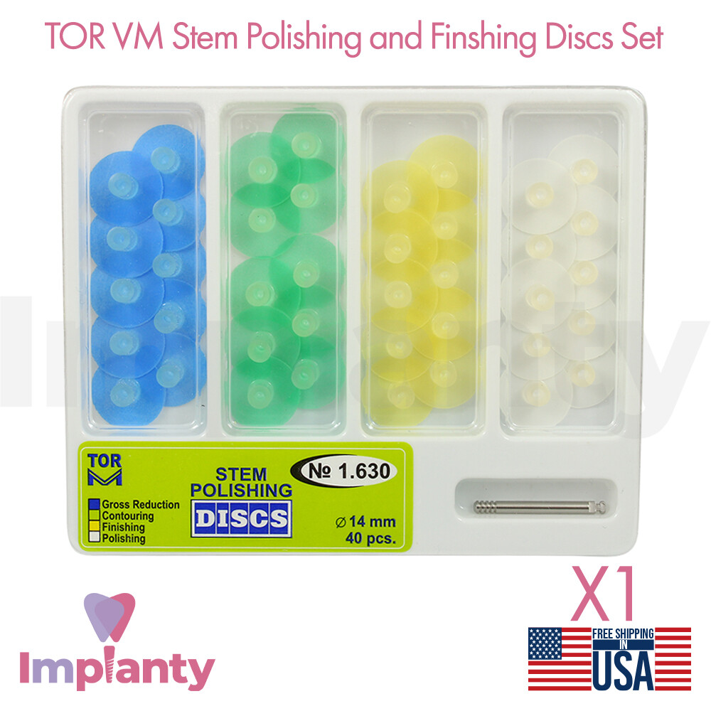 TOR VM Stem Polishing and Finishing Discs Ø14mm 40 pcs Dental Set