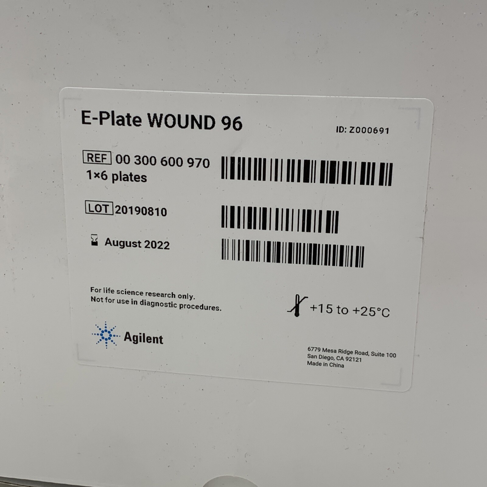 (6-Plates) Agilent 300600980 E-Plate Wound 96, EXPIRED August 2022