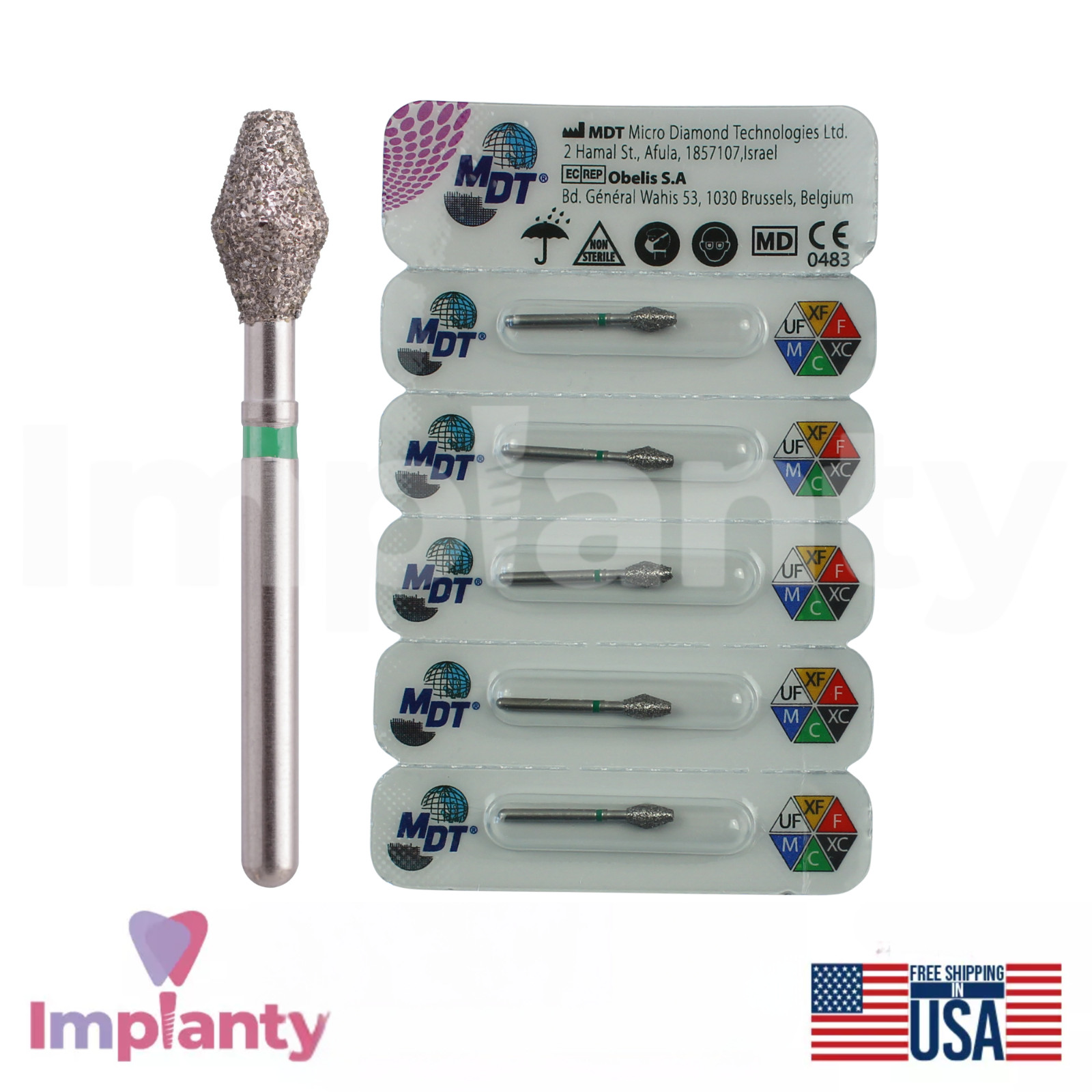 MDT Dental Barrel 039 FG Diamond Burs Material Removal Shaping Flat Surfaces