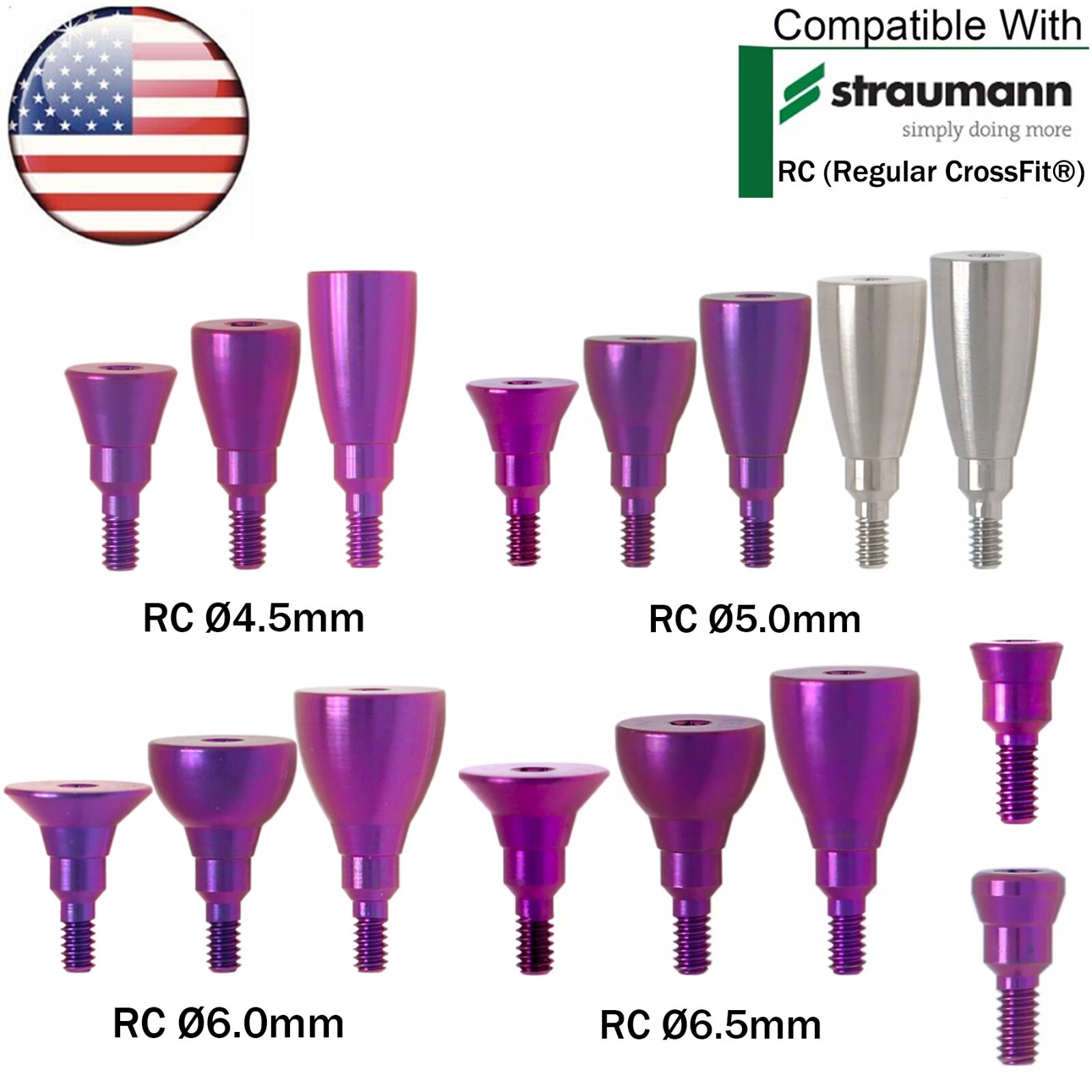 US Dental Straumann NC/RC Healing Abutments Conical Closure Cap Fit ITI BL/BLT