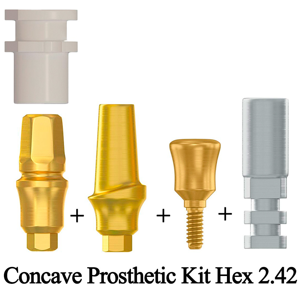1x Concave Prosthetic Kit Dental Analog Transfer Healing Cap Int Hex 2.42mm