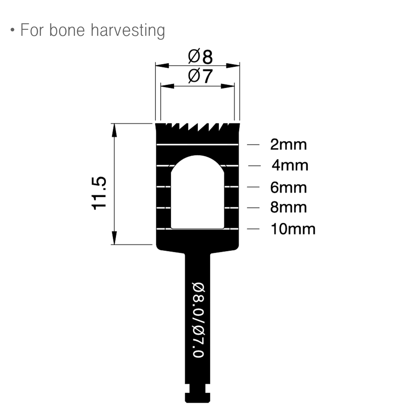 B80 Implant Trephine Bur Drill 8mm/7mm Osung -THB80 (#312)