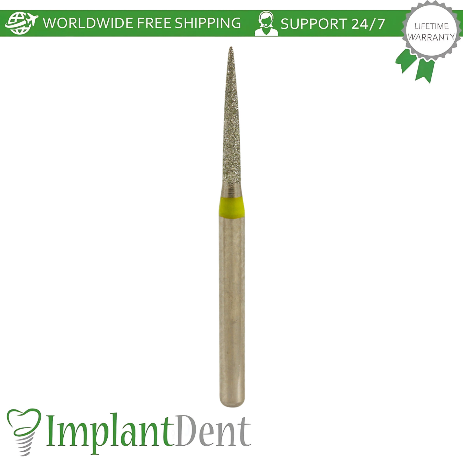 FG Diamond Burs 10pcs High Speed Cylindrical Pointed Head Dental Handpiece