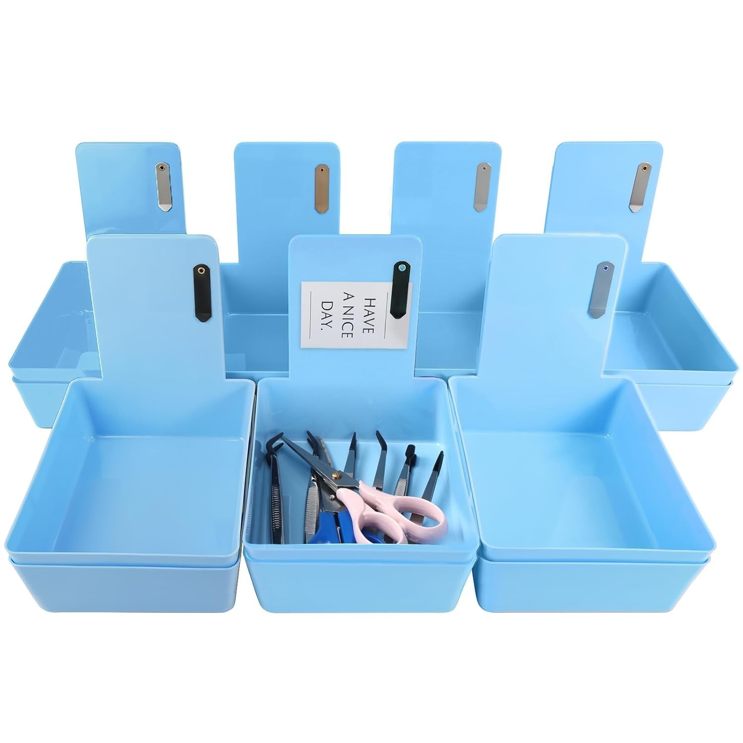 12 Pack Dental Working Lab Pan, Dental Lab Work Case, Medium Plastic Pans (Blue)
