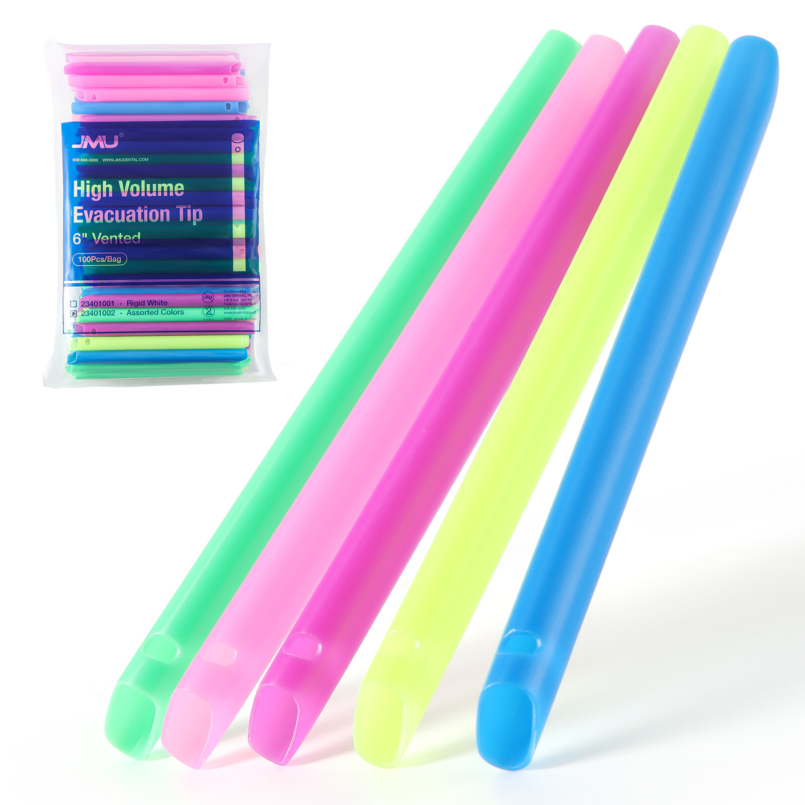 100pcs Dental HVE High Volume Evacuation Speed Suction Tips 6″ Vented Assorted