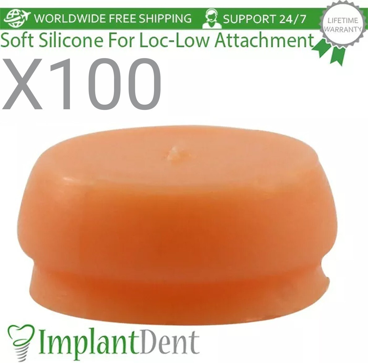 100x Soft Silicone Cap Insert Loc Low Attachment Overdenture Dental Prosthetics