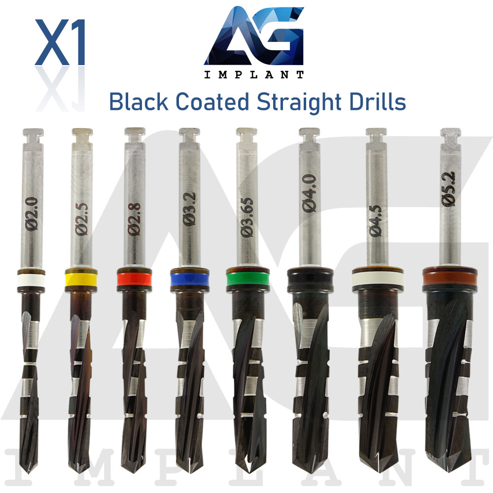 DNT² Black Coated Straight Drill External Irrig ation Surg ical Dental