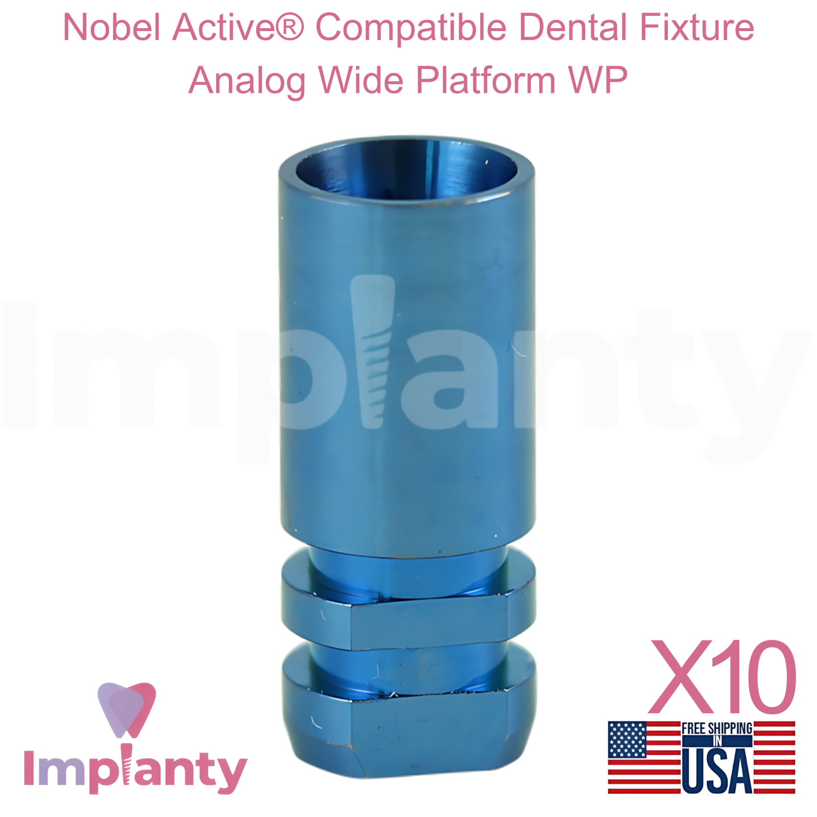 10x Nobel Active Compatible Dental Fixture Analog Wide Platform WP Conical Hex
