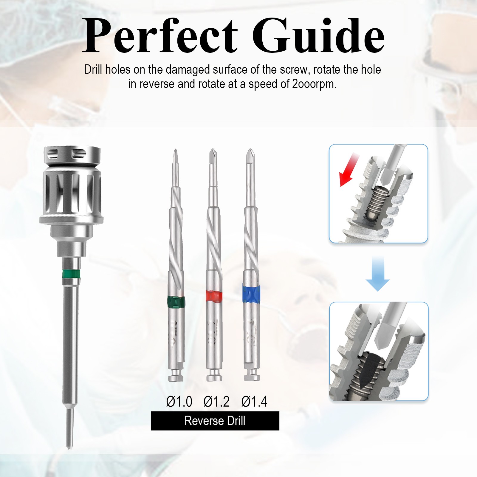 Dental Broken Screw Remover Kit Implant Surgical Tool Drill Guide Extraction