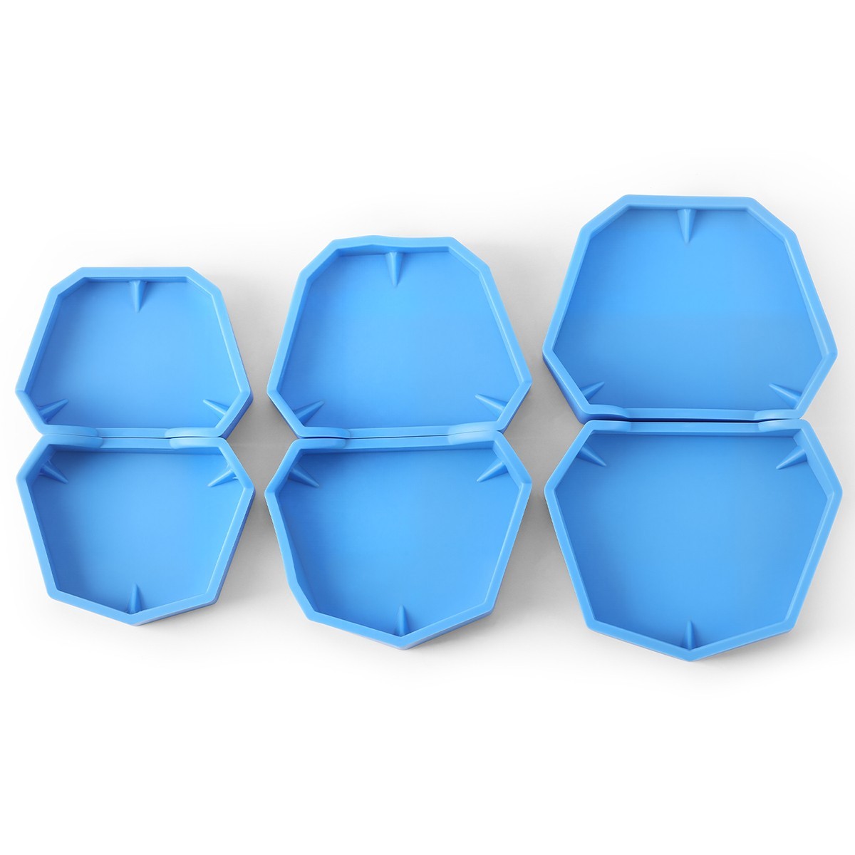Dental Model Former Base Molds Blue Silicone Rubber Notches Plaster Types 6pcs
