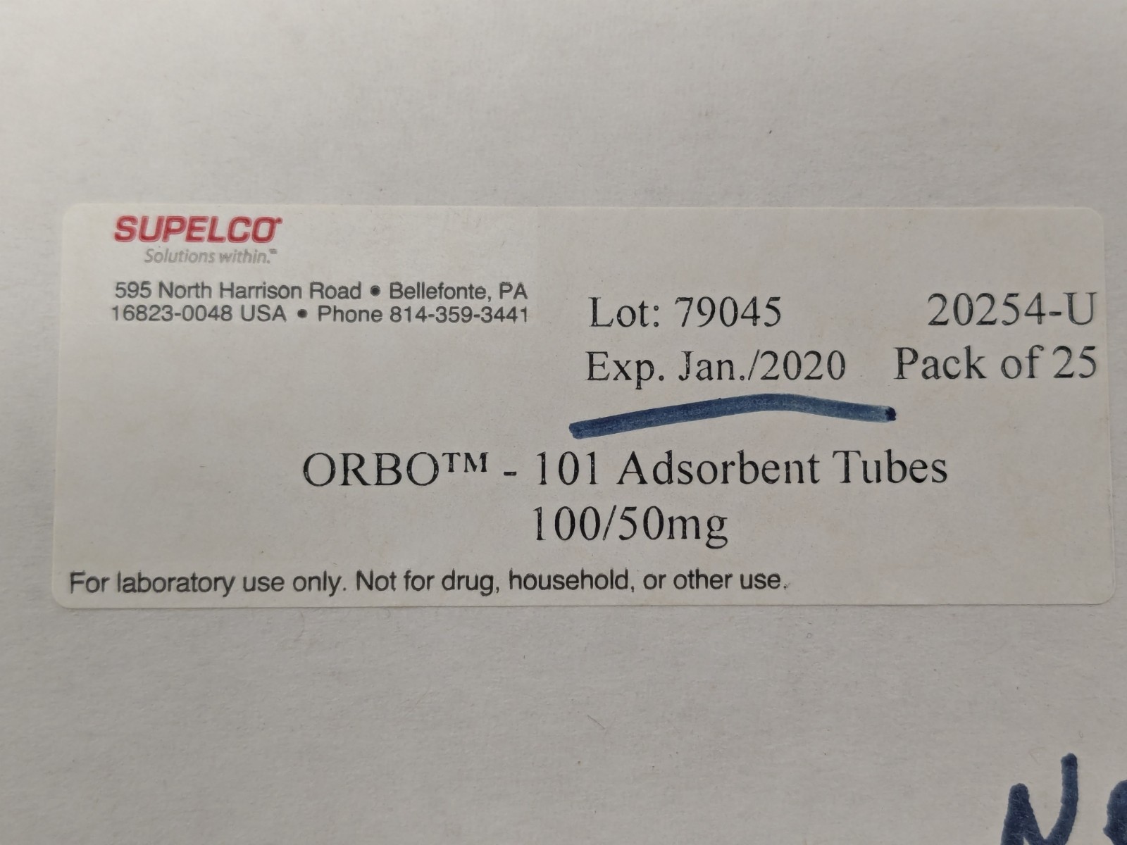 Supelco 20254-U ORBO-101 Adsorbent Tubes 100/50mg, Lot of 38 Units