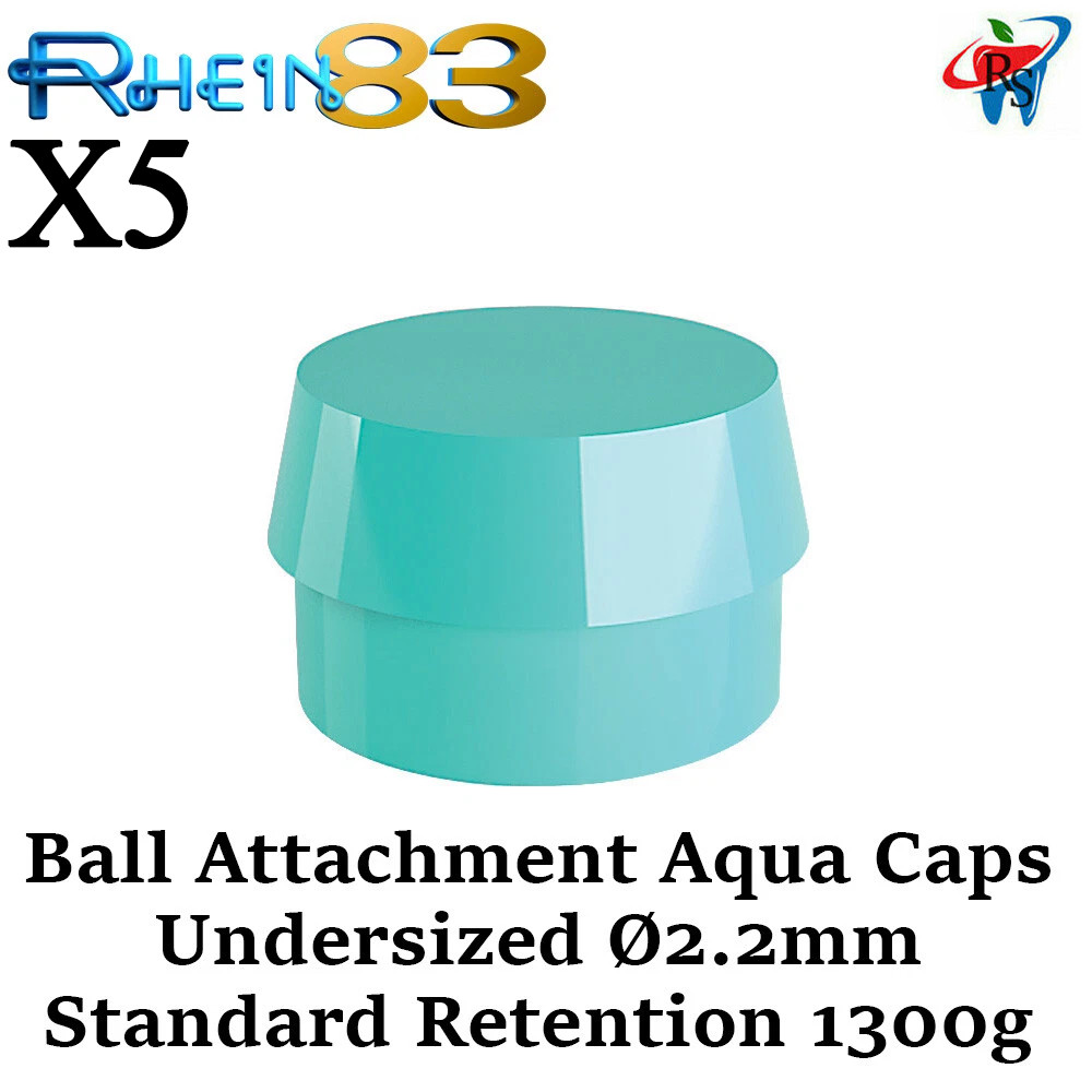 5x Dental Home Use First Aid Ball Attachment Undersized Caps Ø2.2mm Aqua